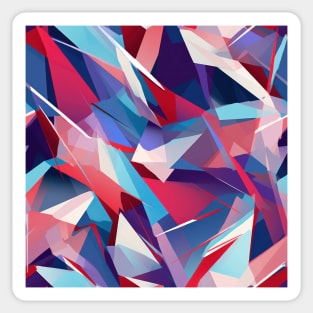 Cubist Harmony: Modern Geometric Dance in Pink, Blue, and Violet Sticker